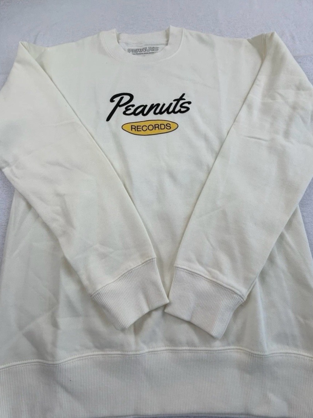 Peanuts Records Cream Crewneck Sweatshirt with Yellow Logo UNISEX XL - Picture 3 of 3